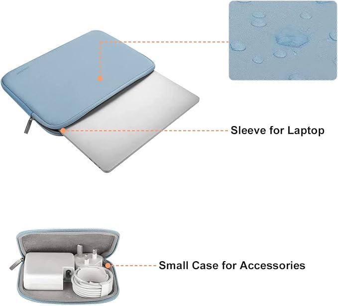 MOSISO Laptop Case 13 inch, 13 inch Laptop Sleeve Bag Compatible with MacBook Neo/Air M5 M4 M3 M2 M1 2026-2018 / Pro M2 M1 2026-2016, Neoprene Computer Sleeve Bag with Small Case, Airy Blue