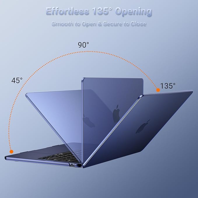 MOSISO Compatible with MacBook Air 13 inch Case M5 2026 M4 2025 M3 M2 2024-2022 A3449 A3240 A3113 A2681, Hard Shell&Keyboard Cover&Screen Film&Type C for MacBook Air 13.6 inch Case, Midnight