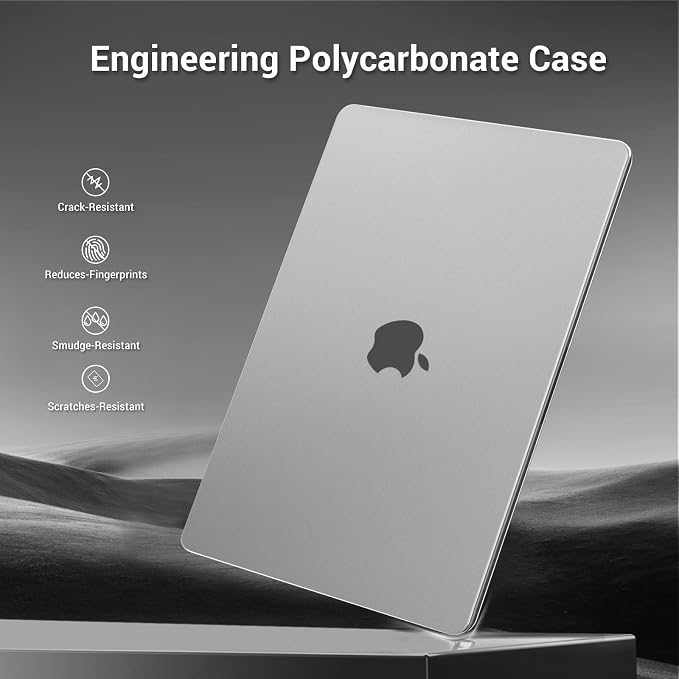 MOSISO for MacBook Air 15 inch Case M5 2026 M4 M3 M2 2025-2023 A3448 A3241 A3114 A2941, 4 in 1 Kit Seamlessly Closes Anti-Fingerprints Matte Hard Shell,Great for Business Travel Study, Matte Clear