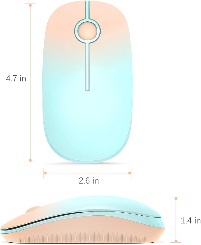 VssoPlor Wireless Mouse, 2.4G Slim Portable Computer Mice with Nano Receiver for Notebook, PC, Laptop, Computer (Orange to Green)