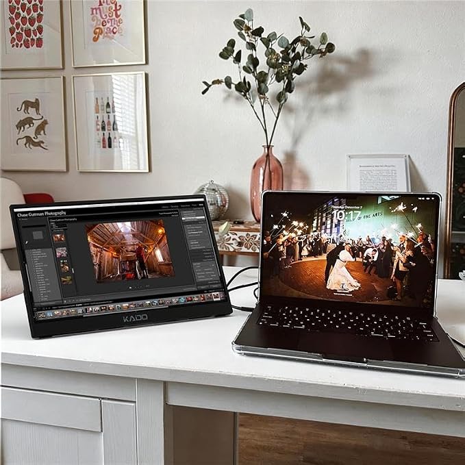 Kado 2-Pack 15.6 Inch FHD Portable Monitor for Laptop, 1080p Second Display IPS 1920x1080, 45W Charging HDMI USB-C Laptop Screen Extender, Kickstand for PC, Mac, Dex, Tablet, Xbox, PS4/PS5, Switch