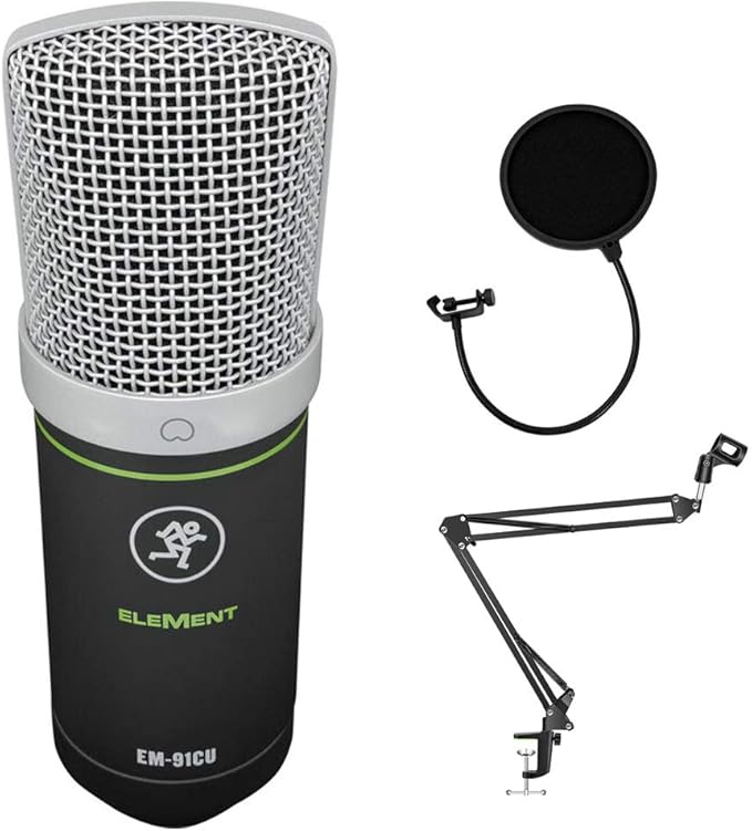 Mackie EM-Series, Large Diaphragm USB Condenser Microphone with Headphone Output and Mute (EM-91CU+), Black