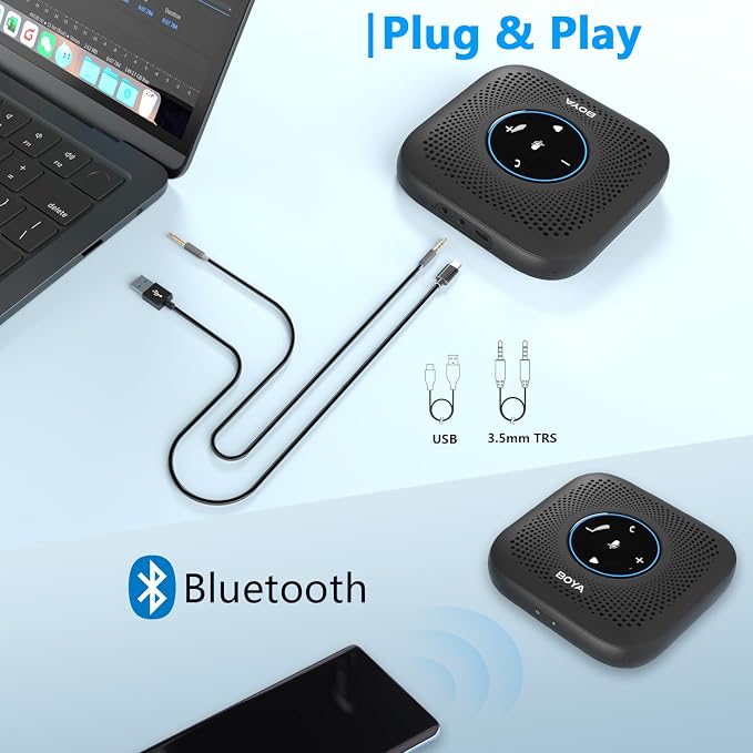BOYA Blobby Pro Bluetooth Speakerphone, 360° Voice Pickup, Noise Reduction, 16H Call Time, USB Conference Microphone for Home Office Zoom Teams, Portable Speaker Daisy Chain for Large Meetings