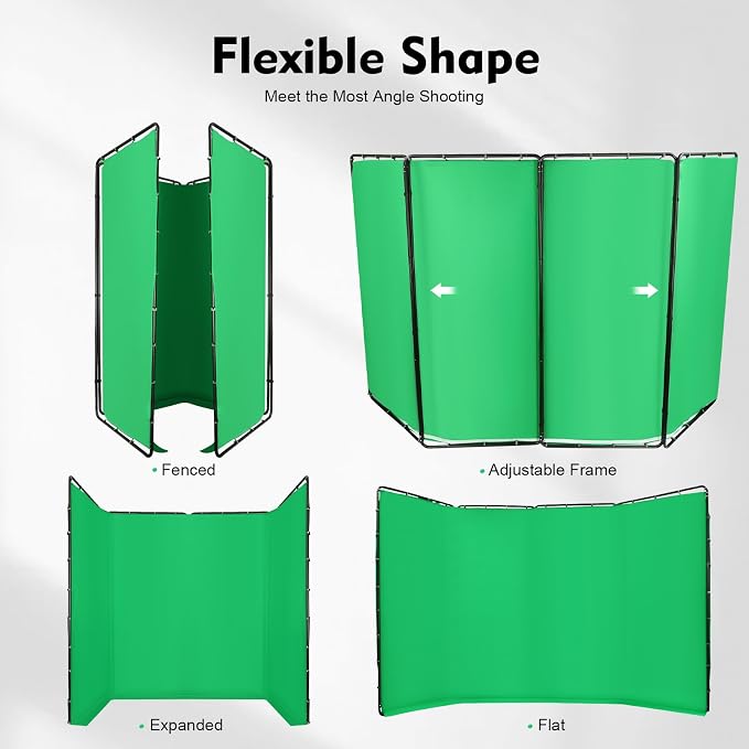 Green Screen Backdrop with Stand, 7.87ft x 13.12ft Large Chromakey Photography Background Support System, Adjustable Metal Frame w/Carrying Bag for Photo Studio, Video Shooting, Live Streaming