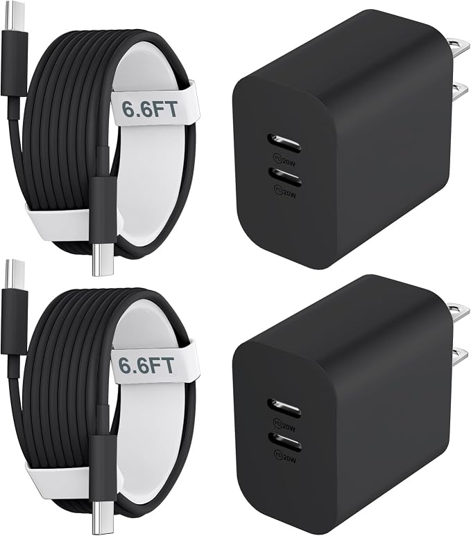 Phone 15/16/17 Pro Max Charger Fast Charging, 20W Dual Port USB C Charger Block with 6.6FT Long USB C to C Charging Cable Cord for Phone 17 16 15 Pro Max/17 16 15Pro/15/1615Plus,Air