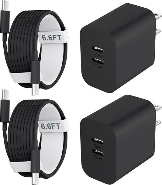 Phone 15/16/17 Pro Max Charger Fast Charging, 20W Dual Port USB C Charger Block with 6.6FT Long USB C to C Charging Cable Cord for Phone 17 16 15 Pro Max/17 16 15Pro/15/1615Plus,Air