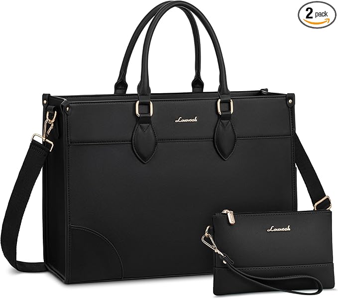 LOVEVOOK Laptop Bag for Women 17 lnch,Waterproof Laptops Tote Bags for Womens,Professional Work Bags for Women with Cup Holder,Large Laptop Purse Computer Briefcase Office Teacher Clutch Bag,2 PCS