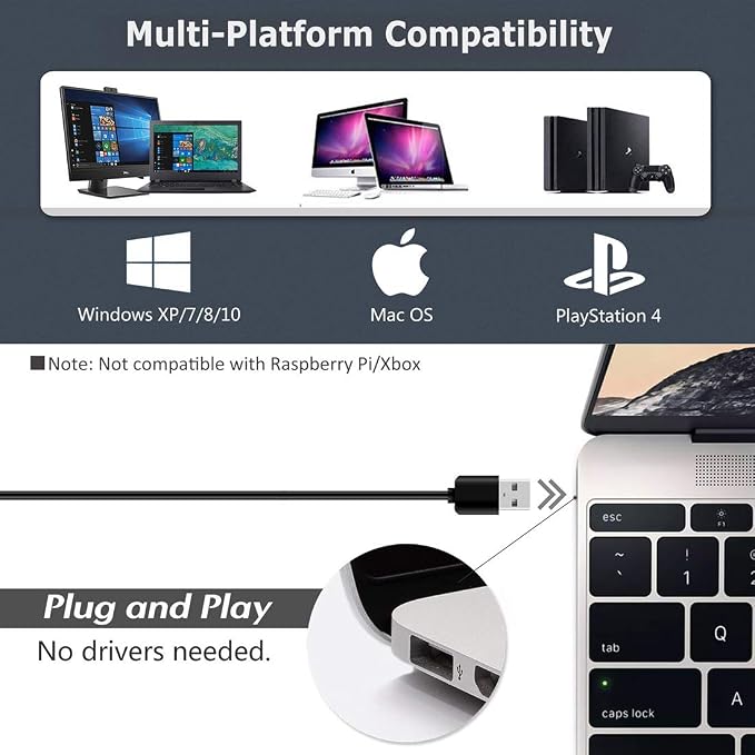 USB Microphone, 360 Degree Adjustable Gooseneck Design, Mute Button & LED Indicator, Noise-Canceling Technology, Plug & Play, Compatible with Windows & MacOS