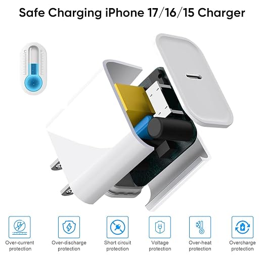 USB C Charger for iPhone 17/16/15 Charger Fast Charging,20W Apple Fast USBC Wall Chargers 2Pack Type C Blocks Adapter Fast USBC Charging Cable Cord for iPhone 17 Pro Max/16Pro/15Plus/iPad Pro/Air/Mini