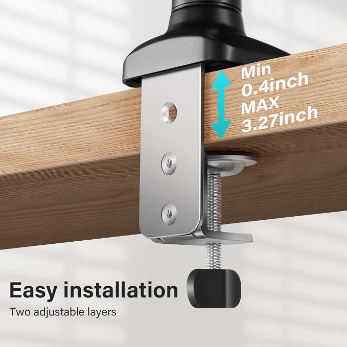 BFTOU Black Single Monitor Arm Adjustable Stand Monitor Mount up to 32 inches and 17.6 lbs, Computer Desk Mount with Clamp and Grommet Base