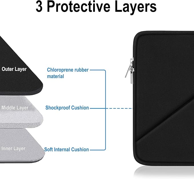 Laptop Sleeve Case 15.6 inch, Traveling Carrying Computer Sleeve Bag with Zippered Pocket, Shockproof Protective Laptop Cover Compatible for Apple Notebook, HP, Dell, Acer, Asus, Lenovo, Black