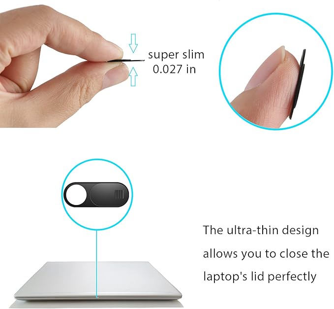 ZUCUCUC Laptop Camera Cover Slide, Camera Cover, 6 Pack Ultra Thin Webcam Cover Slide for Laptop, Desktop, PC, Tablet, Smartphone, Protect Your Privacy and Security(Black)