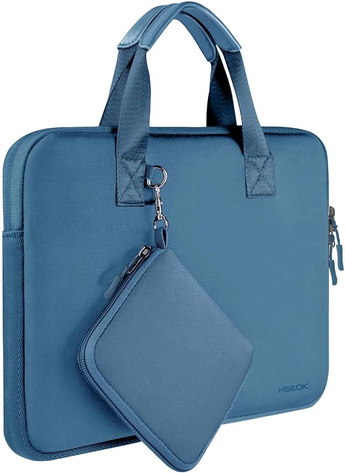 Hseok Laptop Sleeve 14 inch Case with Small Case, Compatible with MacBook Neo 14, MacBook Pro 14 M5/M4/M3/M2/M1, XPS 14 and Most 14 inch Notebooks, Neoprene Computer Handbag,Haze blue