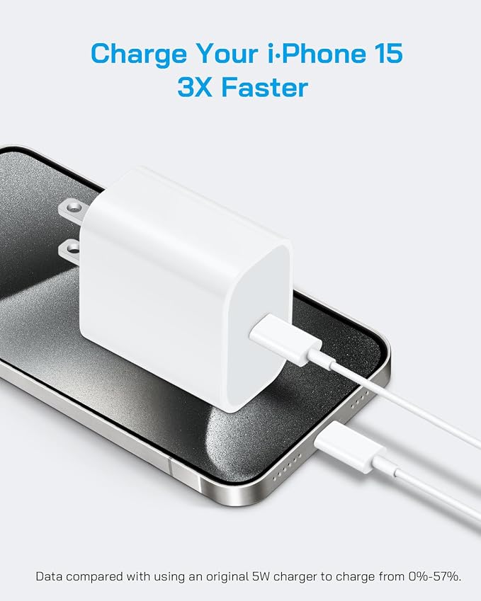 AISNI iPhone 17 16 15 Pro Max Fast Charger 20W USB C Wall Charger Block with 6FT Durable Type C Fast Charging Cable for iPhone 17/16/15 Pro Max/Plus, iPad Pro/Air, Google Pixel 9 8 7 6 (2 Pack)