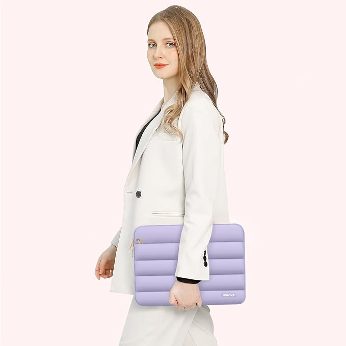 MOSISO Laptop Case 16 inch, 15-15.6 inch Puffy Laptop Sleeve Compatible with MacBook Pro 16 M5 M4 M3 M2 M1, HP Dell ASUS Acer Toshiba Lenovo, Polyester Horizontal Bag with Small Case, Purple