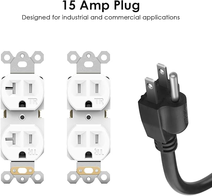 JUNNUJ 20 Amp Power Strip Heavy Duty 4 Pack, 4800J Surge Protector Metal Power Bar Multi Angle Mount, 20A Garage 8 Outlet Shop 6-20R T-Slot, 5-15P Adapter 12 Gauge Extension Cord 4ft for Appliance