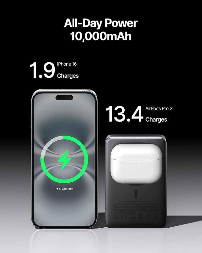 INIU for MagSafe Slimmest Portable Charger, Original Qi2 Certified Wireless Fast Charging, 10000mAh 45W Power Bank with USB C Cable, Flight-Safe Battery Pack for iPhone 17-12 Series, Pretty Pink