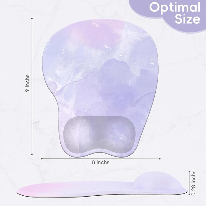 Mouse Pad with Wrist Rest Ergonomic Mouse Pad with Comfortable M-Shape Pain Relief Wrist Support Non-Slip PU Base Mousepad for Laptop, Office & Home (Lavender)