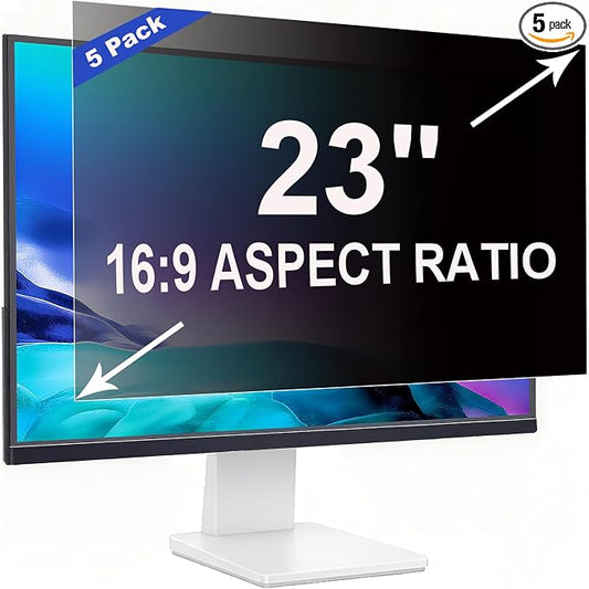 5 Pack Privacy Screen for 23 Inch 16:9 (51x28.7cm) Computer Monitor - Blue Light Filter & Anti-Glare, Removable Screen Privacy Shield | PC Protector Film for Office