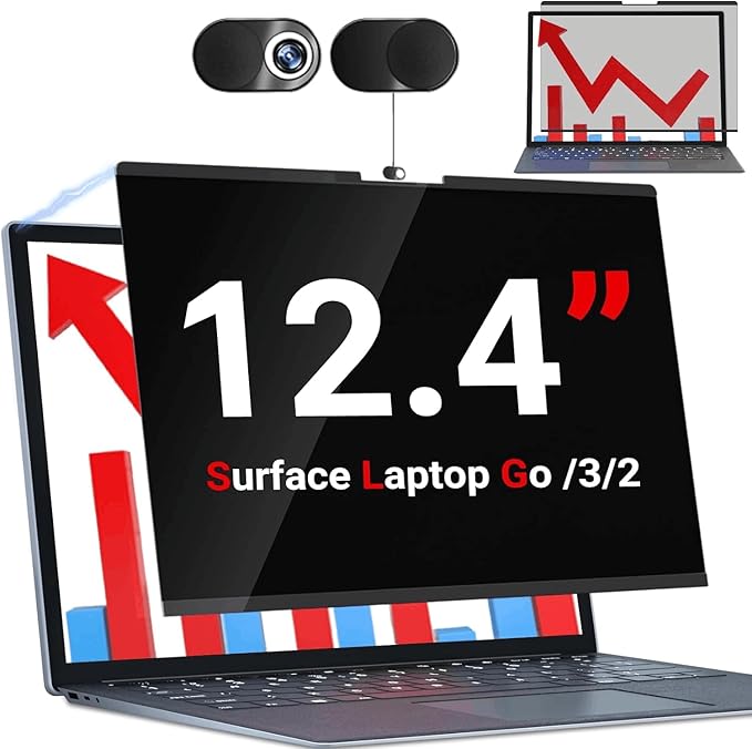 ZOEGAA Privacy Screen for Surface Laptop Go 3/2/1 12.4 inch,Magnetic Removable Touchable Privacy Filter for Surface Laptop 12.4 inch Screen Protector,Anti-Blue Light Anti-Scratch