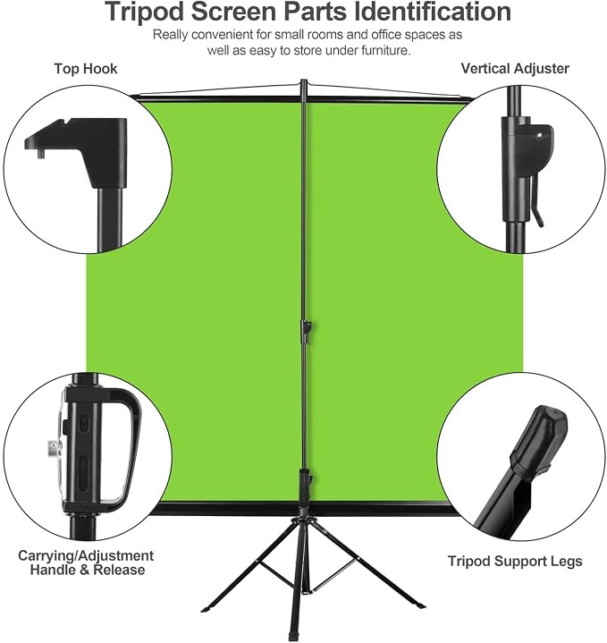 EMART 79 x 71in Green Screen Stand, Professional Chromakey Background with Auto-Locking Frame, Collapsible Portable Backdrop with Adjustable Tripod, Fast Fold Designed for Photography, Stream, Video