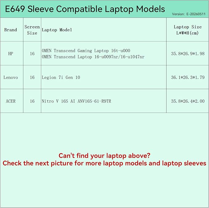 Smatree Elite Laptop Sleeve for 16 inch HP OMEN Transcend Gaming Laptop 16t-u000/16-u0097nr, Lenovo Legion 7i Gen 10, Acer Nitro V 16S AI ANV16S-61-R9TR, Protective Laptop Case with Pocket(E649)