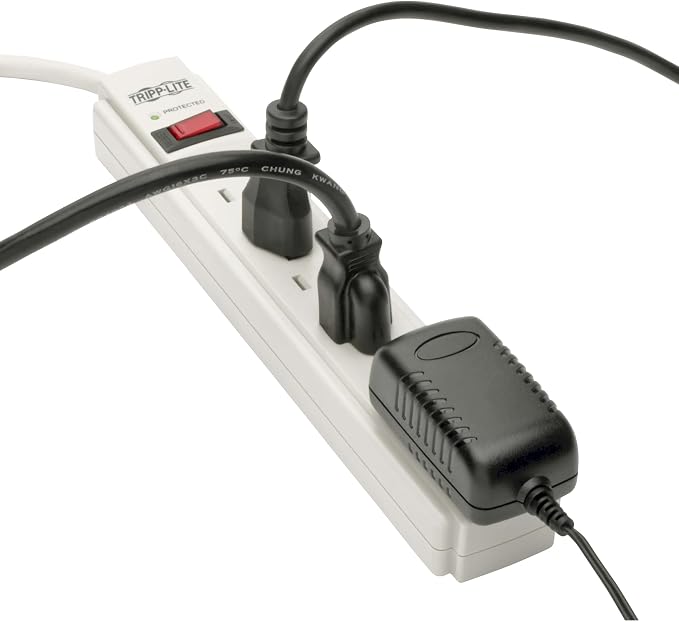 Eaton Tripp Lite Series 6-Outlet Surge Protector Power Strip, 6ft Extension Cord, 900 Joules, 15A Circuit Breaker, White, Lifetime Manufacturer's Warranty & 20,000 Insurance (TLP606)