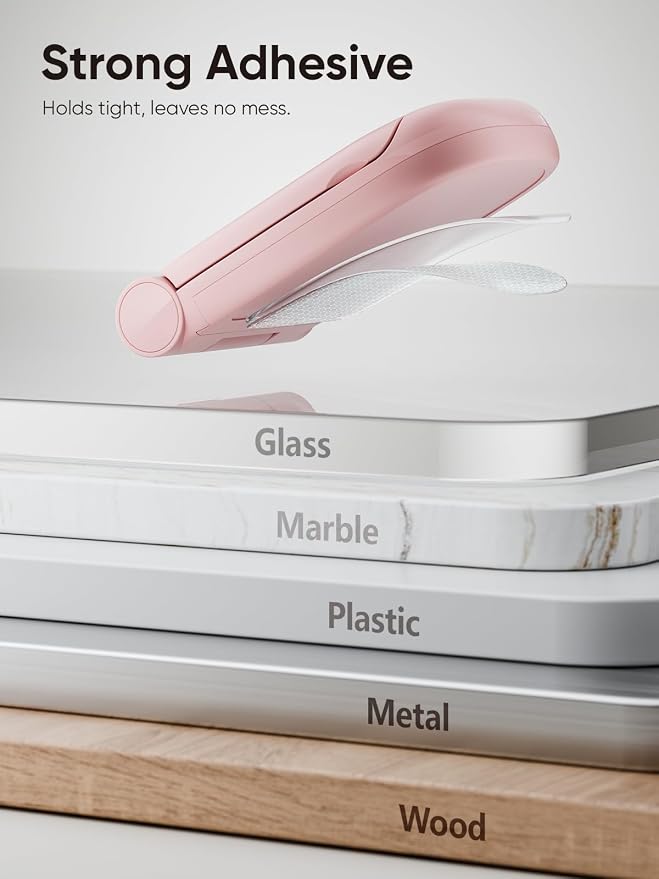 MAMUVIMO Headphone Stand, 2 Pack Headset Stand Foldable＆Sticky, Headphone Holder Hook Mount with Non-Slip Silicone, Adhesive Earphone Desk Hanger Clip Space-Saving for Airpods Max, All Earphones-Pink