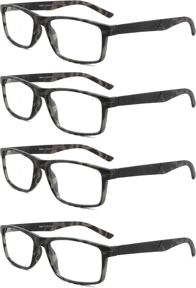 Blue Light Blocking Reading Glasses 4 Pack Computer Readers for Women Men,Anti Glare UV Ray Filter Eyeglasses… (4pack-grey tortoise, 3.00)