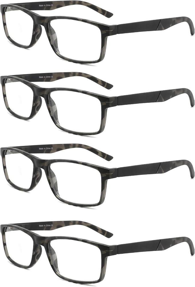 Blue Light Blocking Reading Glasses 4 Pack Computer Readers for Women Men,Anti Glare UV Ray Filter Eyeglasses… (4pack-grey tortoise, 1.25)