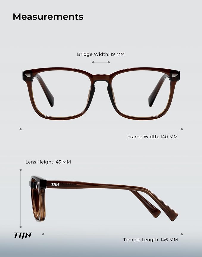 TIJN Premuim Blue Light Blocking Glasses for Women Men Square Frame Nerd Eyeglasses Anti Blue Ray Computer Screen Glasses