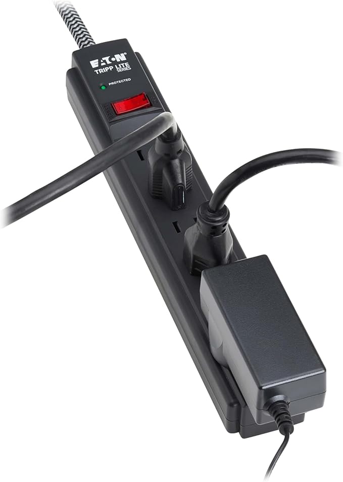 Eaton Tripp Lite Series 6-Outlet Surge Protector Power Strip, Flat Plug 20ft Braided Extension Cord, 1200 Joules, 15A Circuit Breaker, Lifetime Manufacturer's Warranty & $10,000 Insurance (TLP620DB)