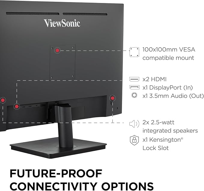 ViewSonic VS3225-2K 32 Inch 1440p Monitor, IPS Display for Productive Home and Office Spaces, Eye Care Technology, Variable Refresh Rate, HDMI, and DisplayPort Inputs