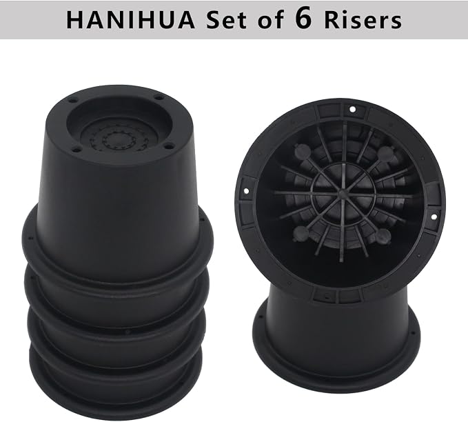 6 Pack Furniture Risers Black Bed Risers 2 inch, Bed Lifts Risers for Sofa, Couch, Desk, Heavy Duty Bed Frame Risers Table Leg Extenders Supports Up to 1,300 Lbs