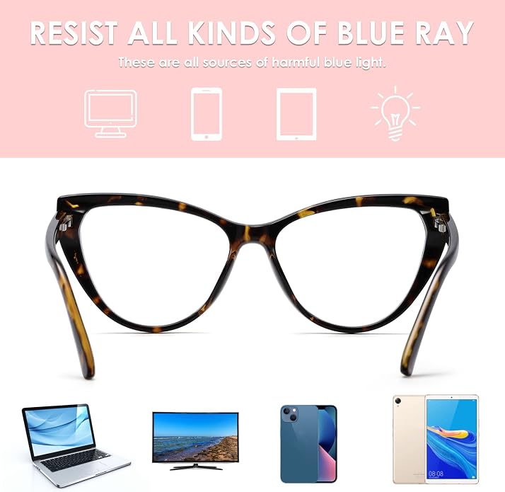 TEAPLMTT 2 Pack Cat Eye Blue Light Blocking Glasses for Women Trendy TR90 Frame Anti Blue Ray Eyesatrain Computer Eyeglasses