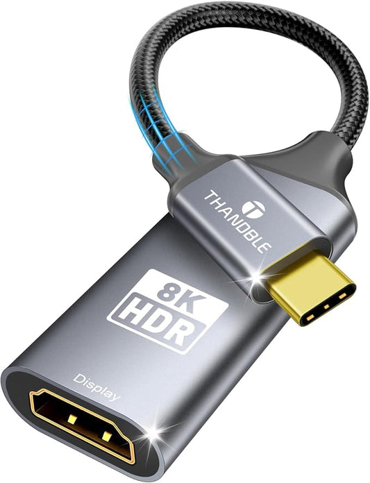 USB C to HDMI 2.1 Adapter, Support 8K@60Hz and 4K 120Hz, Dynamic HDR, Thunderbolt 3/4/5, USB 4 Port, Type C to HDMI Adapter for MacBook Pro/Air, XPS, ThinkPad, iPhone 15/16 Series