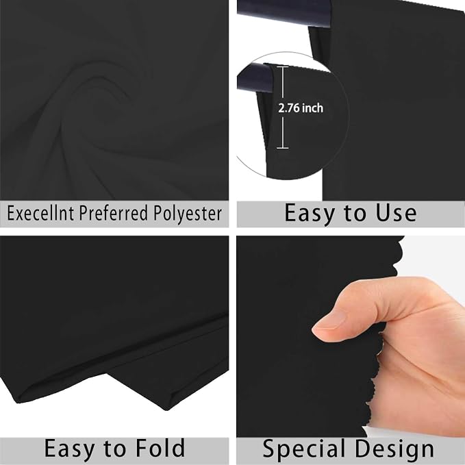 Black Photo Backdrop for Photoshoot Black Background for Photography Photo Backdrop Curtain for Party 8 x 10 FT
