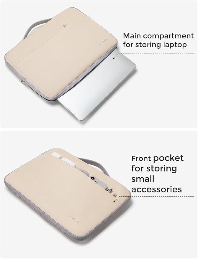 DOMISO 15.6 inch Laptop Case Sleeve Protective Cover Compatible with 16 inch MacBook Pro M4 M3 M2/Pro Max,15.6-16 inch HP Dell ASUS Lenovo Chromebook,Waterproof Computer Cases Bag with Handle,Beige