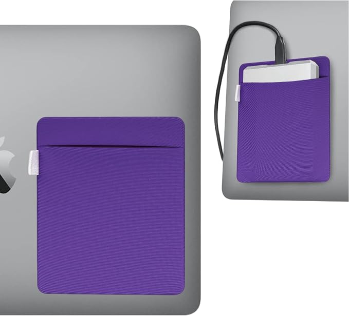 RIVEENY Pocket Pouch for Laptop with Reusable Adhesive, Portable Hard Drive Sleeve for Laptop, SSD Solid State Drive, Stick on External Hard Drive Carrying Case