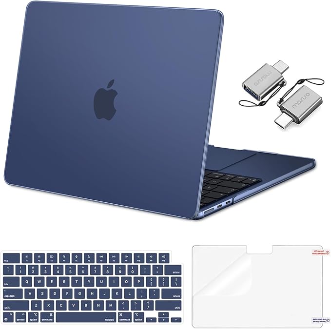 MOSISO Compatible with MacBook Air 13 inch Case M5 2026 M4 2025 M3 M2 2024-2022 A3449 A3240 A3113 A2681, Hard Shell&Keyboard Cover&Screen Film&Type C for MacBook Air 13.6 inch Case, Midnight