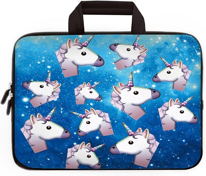 14 15 15.4 15.6 inch Laptop Handle Bag Computer Protect Case Pouch Holder Notebook Sleeve Neoprene Cover Soft Carrying Travel for Dell Lenovo Toshiba HP Chromebook ASUS Acer (Blue Unicorn)