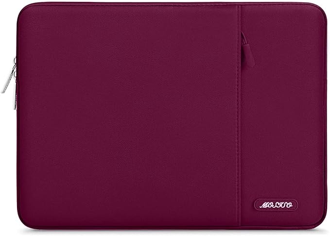 MOSISO Laptop Case 15 inch, 15 inch Laptop Sleeve Compatible with MacBook Air M5 A3448 M4 A3241 M3 A3114 M2 A2941 2026-2023, Dell XPS, Polyester Vertical Computer Sleeve Bag with Pocket, Wine Red