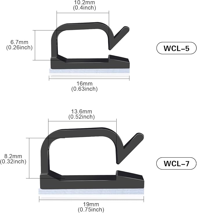 XHF 5/8” Adhesive Cable Wire Clips Black 60PCS, Cable Staples Outdoor Cable Management Wire Organizer Cord Holder for Under Desk, Car, Wall, TV PC Ethernet Cable