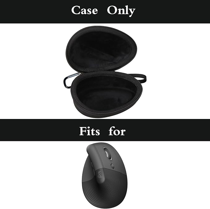 Mouse Case Fits for Logitech Lift Vertical Ergonomic Mouse, Travel Carrying Box for Logi Wireless Bluetooth Cordless Upright Mouse, Case Only (Black)