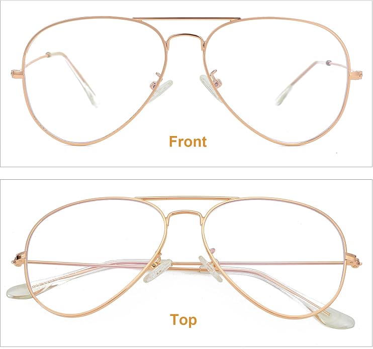 Gleyemor Blue Light Aviator Glasses for Women Men, Metal Frame Anti Blue Light Lens Computer Glasses