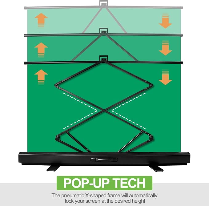FUDESY 61 x 77.5in Collapsible Green Screen, Portable Retractable Chroma Key Backdrop, Wrinkle-Resistant Fabric Pop Up Photo Background with Stand for Streaming, Video Conference, Photographic Studio