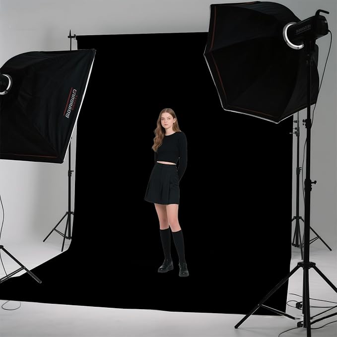 Black Photo Backdrop for Photoshoot, Black Background for Portrait Product Party Photography Video Live Streaming 5x7FT