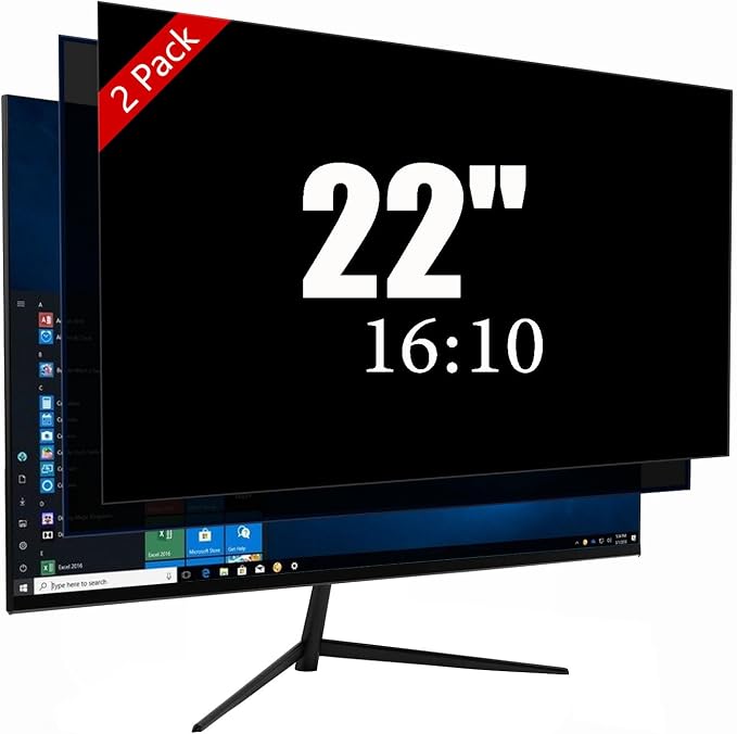 [2 Pack] 22 Inch Privacy Screen Protector - 95% Blue Light Blocking, Anti-Glare Monitor Filter for 16:10 Widescreen - Anti-Scratch Privacy Shield