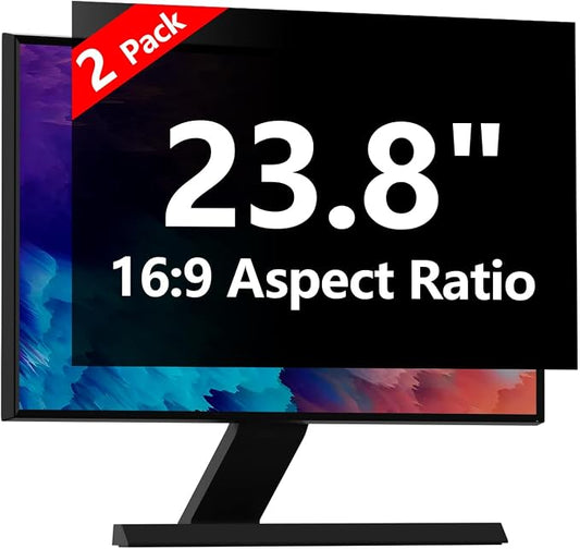 【2 Pack】 Computer Privacy Screen Protector 23.8 Inch with Hp Dell Asus Samsung LG and More, Removable Security Shield Filter for 16:9 Aspect Ratio Monitor Like ViewSonic Sceptre