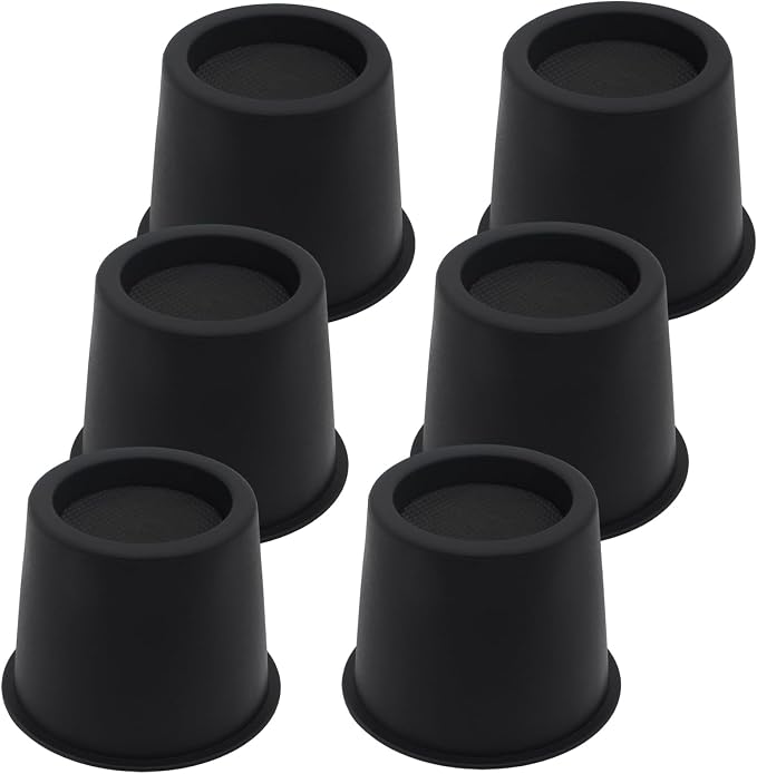 6 Pack Bed Risers 4 inch Heavy Duty Furniture Risers, Table Risers Bed Lifts Risers for Sofa, Couch, Desk, Cabinet, Bed Frame Risers Supports Up to 3,600 Lbs Black
